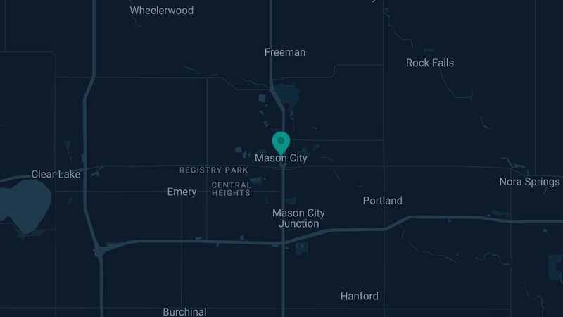 Map of Mason, Iowa — 2 documented asbestos exposure sites