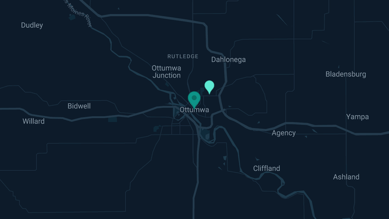 Map of Ottumwa, Iowa — 2 documented asbestos exposure sites
