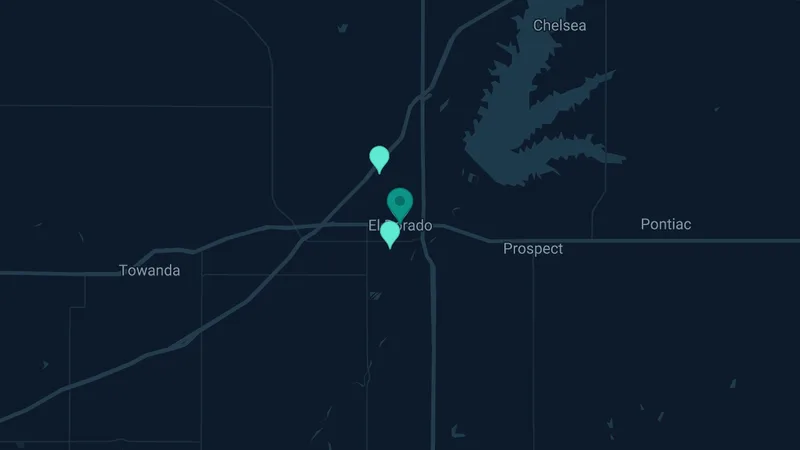 Map of El Dorado, Kansas: 5 documented asbestos exposure sites
