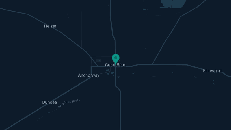 Map of Great Bend, Kansas — 3 documented asbestos exposure sites