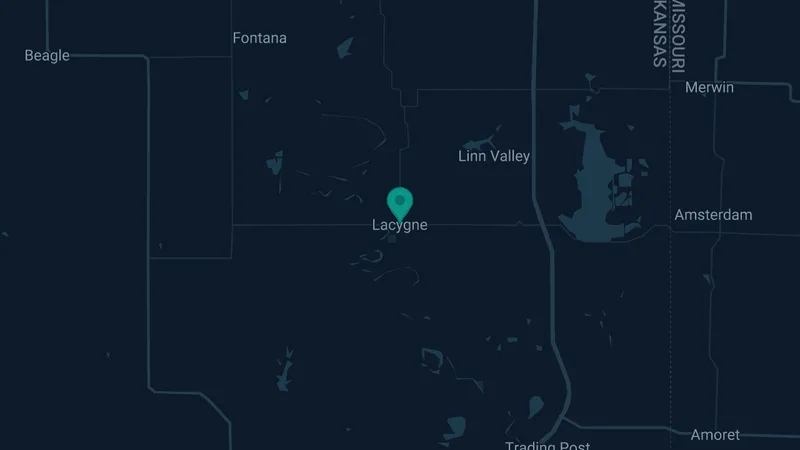 Map of Lacyne, Kansas: 2 documented asbestos exposure sites