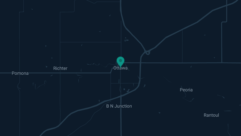 Map of Ottawa, Kansas — 2 documented asbestos exposure sites