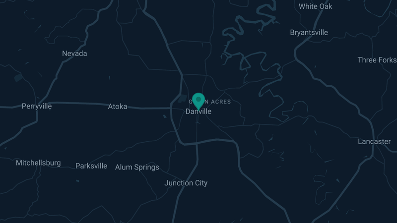 Map of Danville, Kentucky — 4 documented asbestos exposure sites