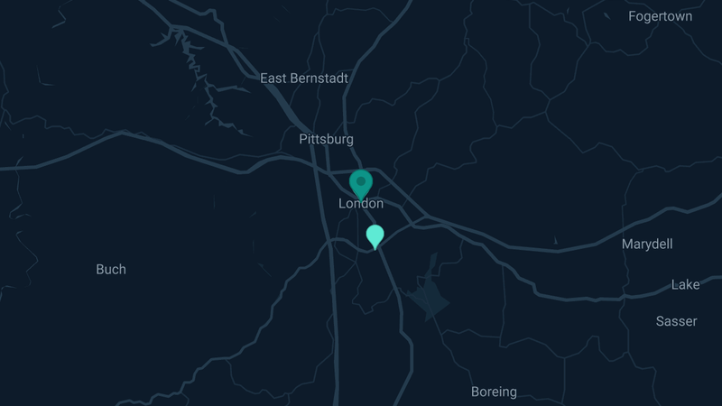Map of London, Kentucky — 2 documented asbestos exposure sites