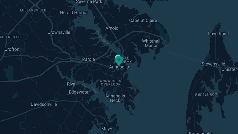 Map of Annapolis, Maryland: 2 documented asbestos exposure sites
