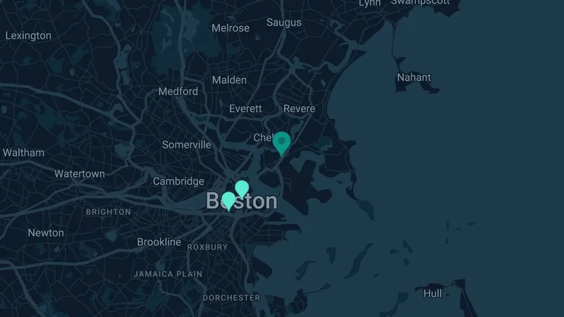 Map of East Boston, Massachusetts: 3 documented asbestos exposure sites