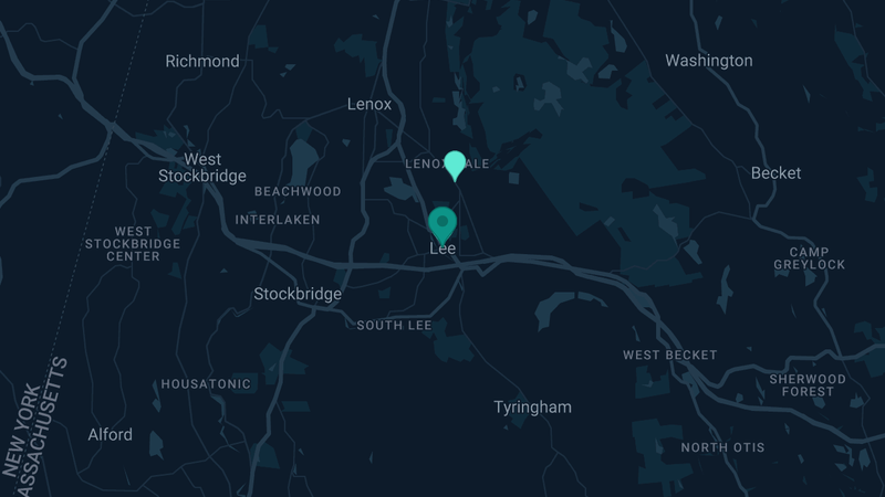 Map of Lee, Massachusetts — 3 documented asbestos exposure sites
