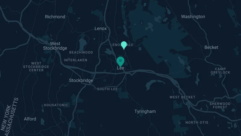 Map of Lee, Massachusetts: 3 documented asbestos exposure sites
