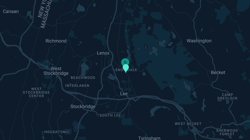 Map of Lenox Dale, Massachusetts — 2 documented asbestos exposure sites
