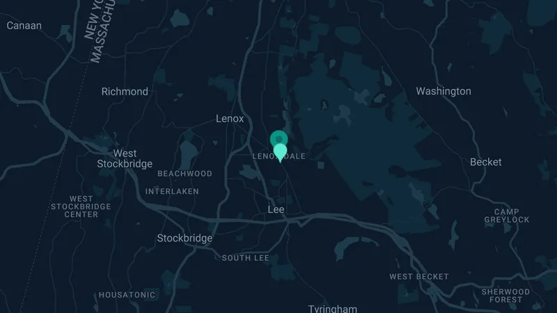 Map of Lenox Dale, Massachusetts: 2 documented asbestos exposure sites