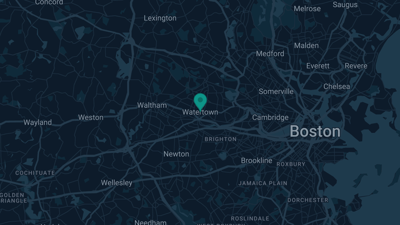 Map of Watertown, Massachusetts — 2 documented asbestos exposure sites