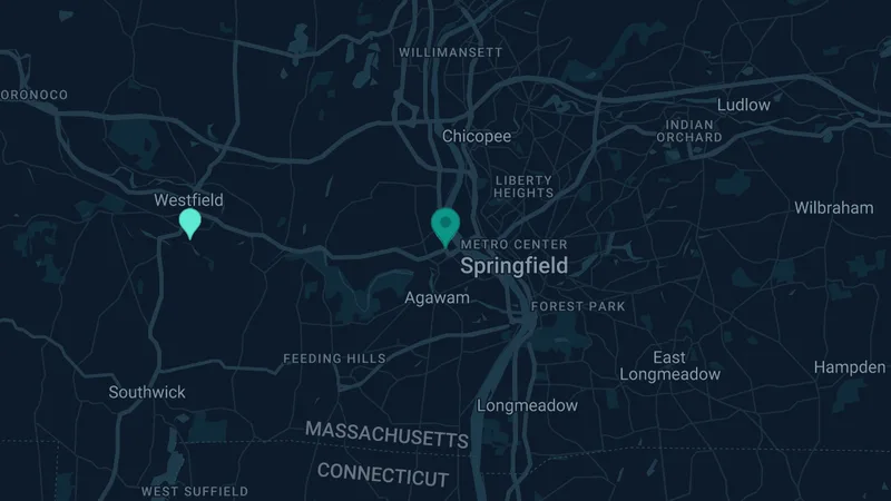 Map of West Springfield, Massachusetts: 2 documented asbestos exposure sites