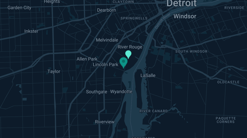 Map of Ecorse, Michigan — 3 documented asbestos exposure sites