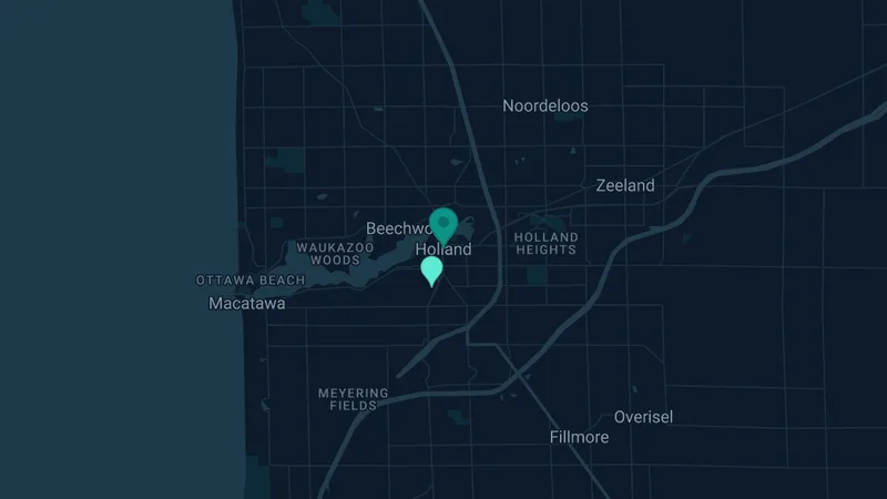 Map of Holland, Michigan: 2 documented asbestos exposure sites