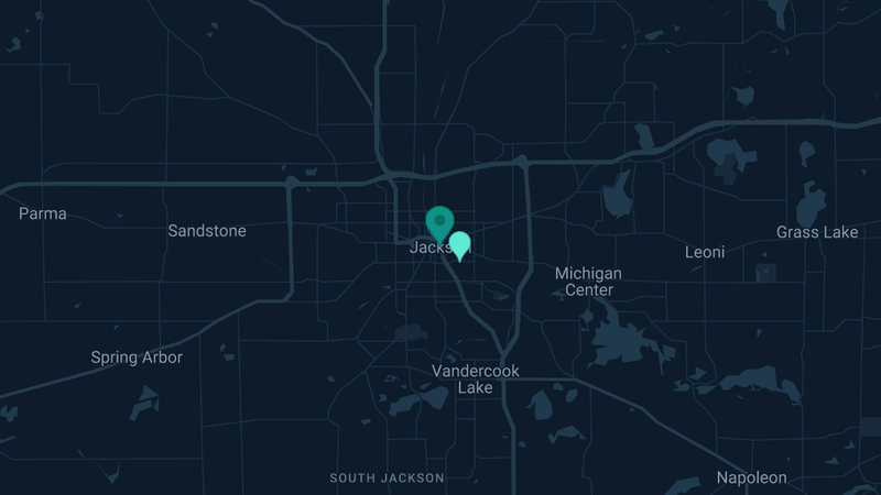 Map of Jackson, Michigan — 4 documented asbestos exposure sites