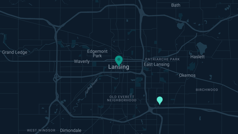 Map of Lansing, Michigan — 3 documented asbestos exposure sites