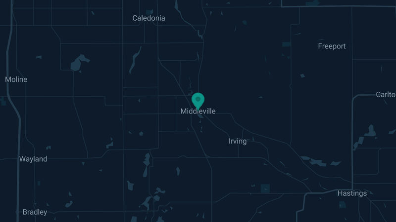 Map of Middleville, Michigan — 3 documented asbestos exposure sites