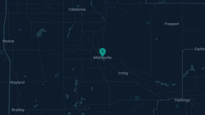 Map of Middleville, Michigan: 3 documented asbestos exposure sites