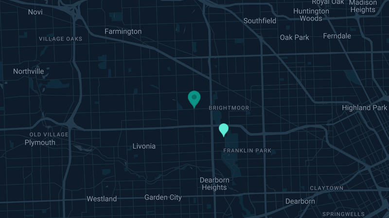 Map of Redford, Michigan — 2 documented asbestos exposure sites