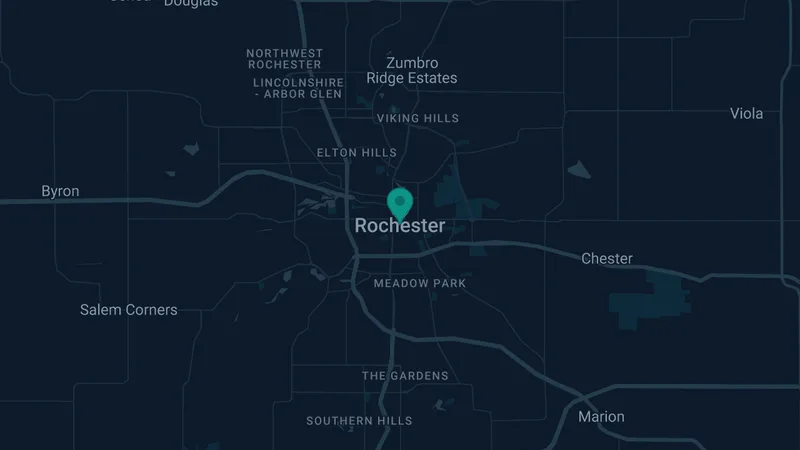 Map of Rochester, Minnesota: 3 documented asbestos exposure sites