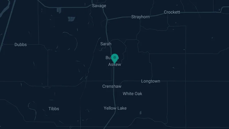 Map of Askew, Mississippi: 4 documented asbestos exposure sites