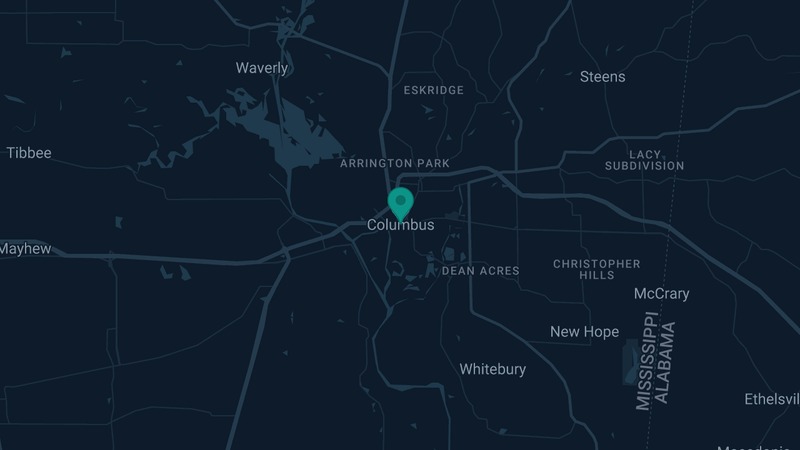 Map of Columbus, Mississippi — 2 documented asbestos exposure sites