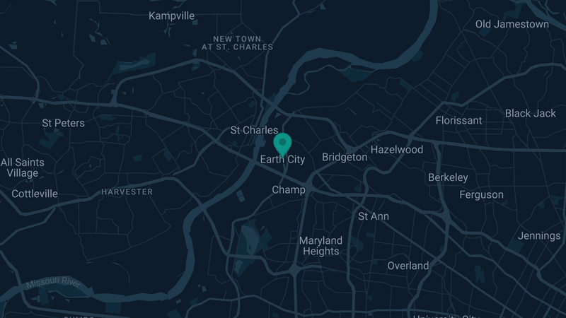 Map of Earth City, Missouri — 3 documented asbestos exposure sites