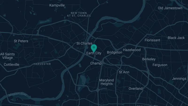 Map of Earth City, Missouri: 3 documented asbestos exposure sites