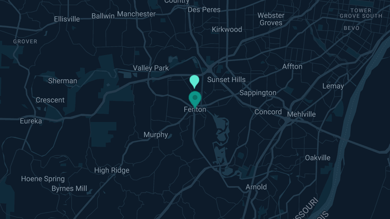 Map of Fenton, Missouri — 6 documented asbestos exposure sites