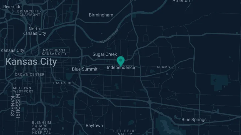 Map of Independence, Missouri: 2 documented asbestos exposure sites