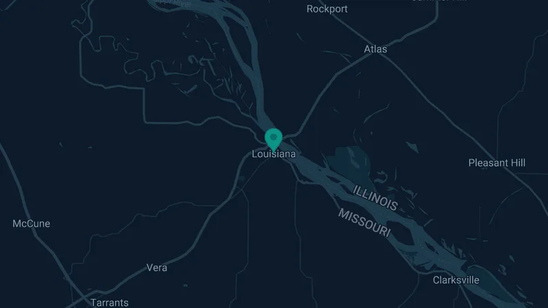 Map of Louisiana, Missouri: 2 documented asbestos exposure sites