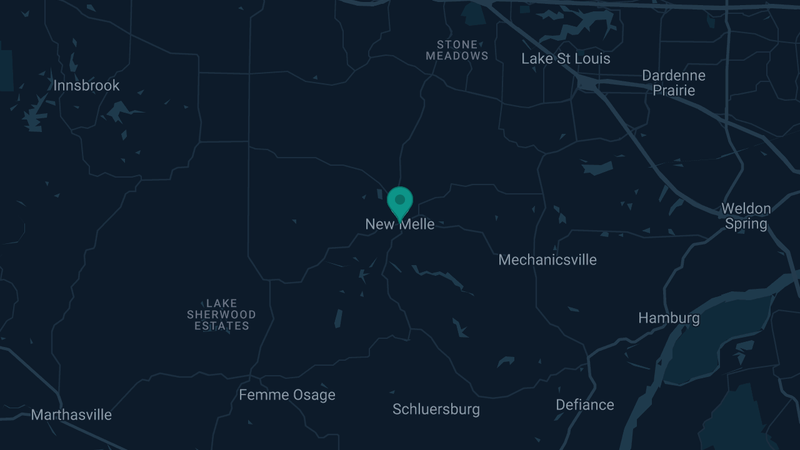 Map of New Melle, Missouri — 2 documented asbestos exposure sites