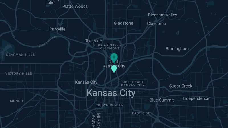 Map of North Kansas City, Missouri — 2 documented asbestos exposure sites