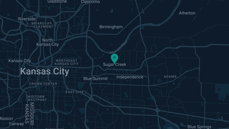 Map of Sugar Creek, Missouri — 3 documented asbestos exposure sites