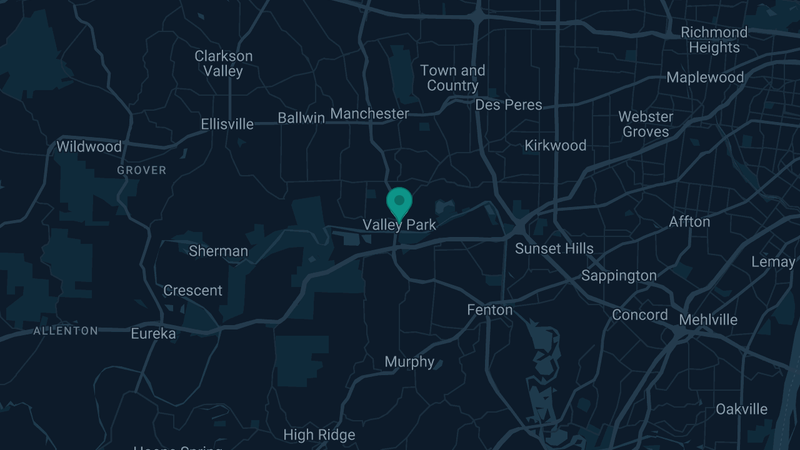 Map of Valley Park, Missouri — 2 documented asbestos exposure sites