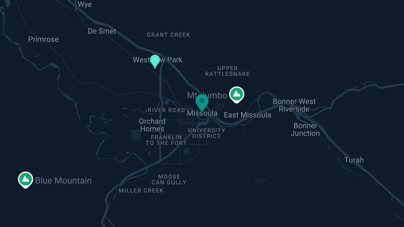 Map of Missoula, Montana — 3 documented asbestos exposure sites