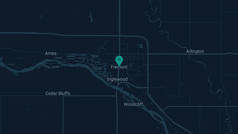 Map of Fremont, Nebraska — 2 documented asbestos exposure sites