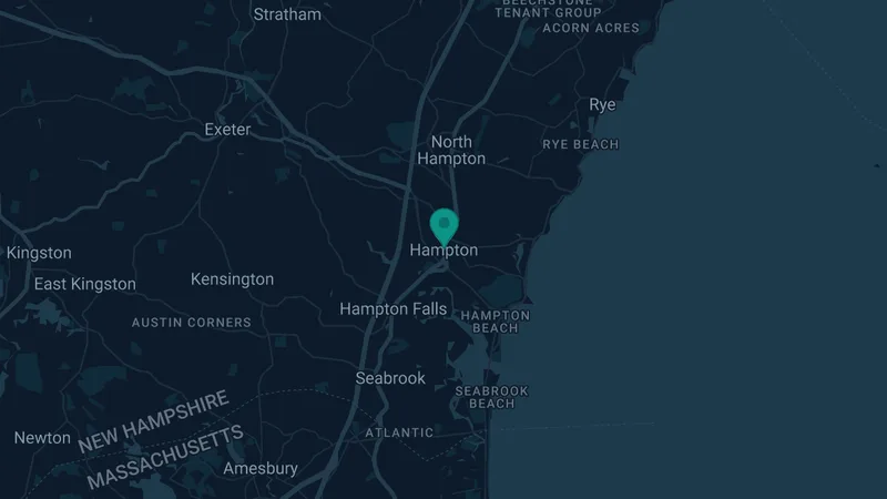 Map of Hampton, New Hampshire: 3 documented asbestos exposure sites