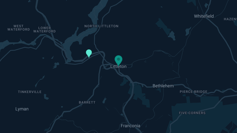 Map of Littleton, New Hampshire — 3 documented asbestos exposure sites