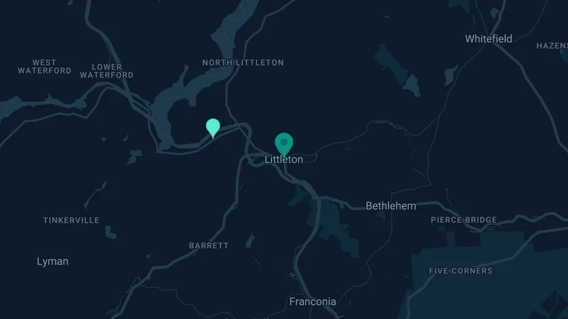 Map of Littleton, New Hampshire: 3 documented asbestos exposure sites