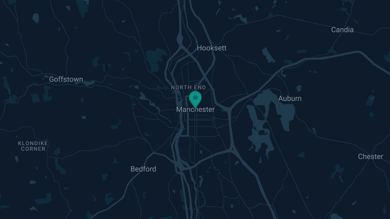 Map of Manchester, New Hampshire — 2 documented asbestos exposure sites