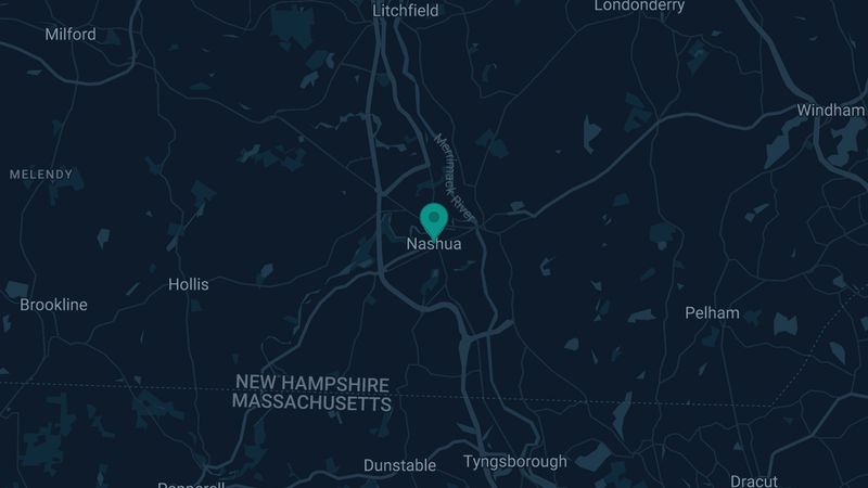 Map of Nashua, New Hampshire — 2 documented asbestos exposure sites