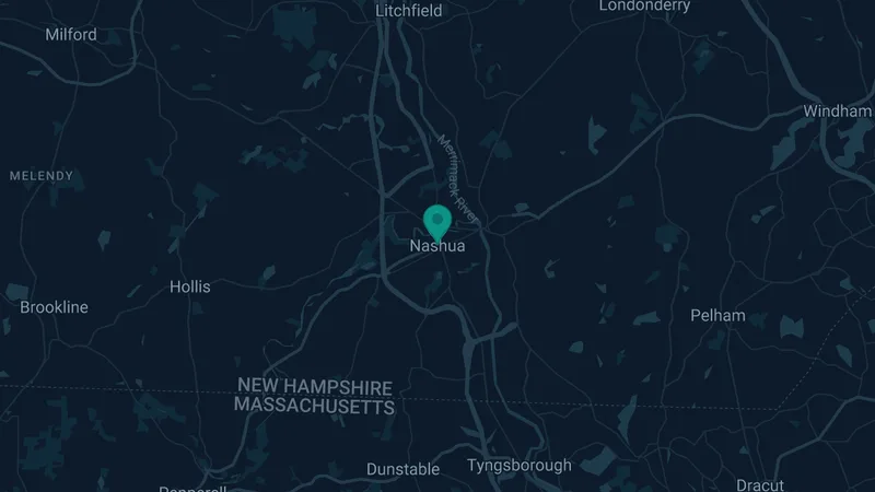 Map of Nashua, New Hampshire: 2 documented asbestos exposure sites