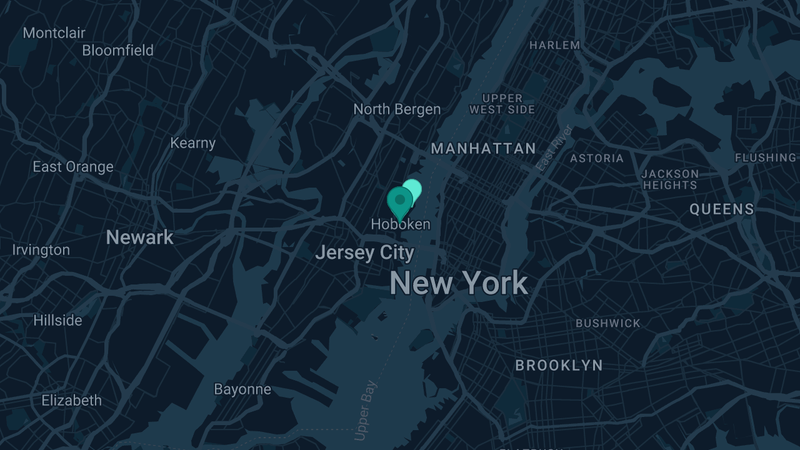 Map of Hoboken, New Jersey — 2 documented asbestos exposure sites