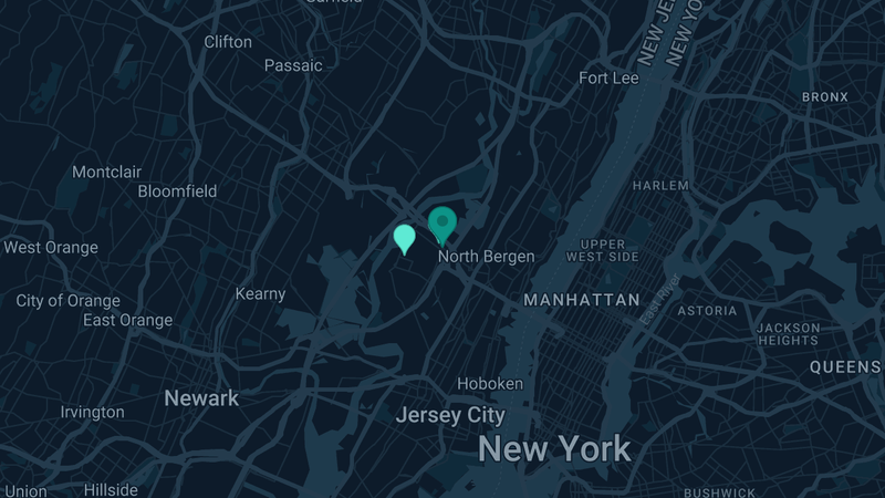 Map of Secaucus, New Jersey — 2 documented asbestos exposure sites