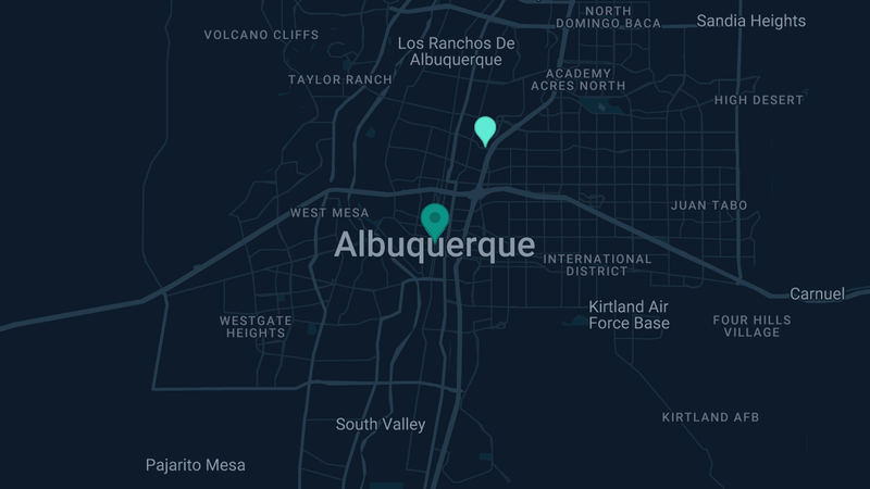 Map of Albuquerque, New Mexico — 7 documented asbestos exposure sites