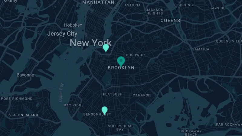 Map of Brooklyn, New York: 2 documented asbestos exposure sites