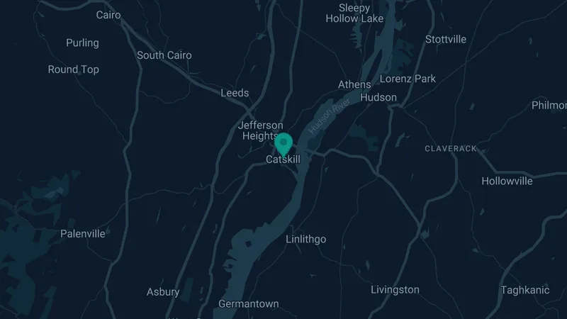 Map of Catskill, New York: 2 documented asbestos exposure sites