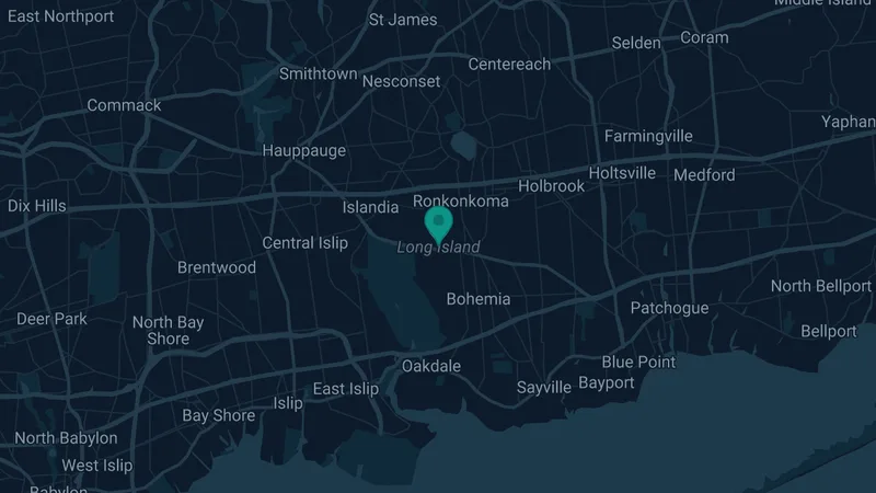 Map of Long Island, New York: 2 documented asbestos exposure sites