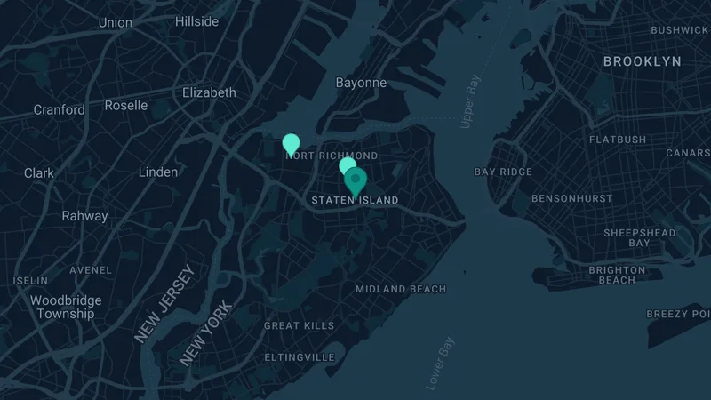 Map of Staten Island, New York: 2 documented asbestos exposure sites